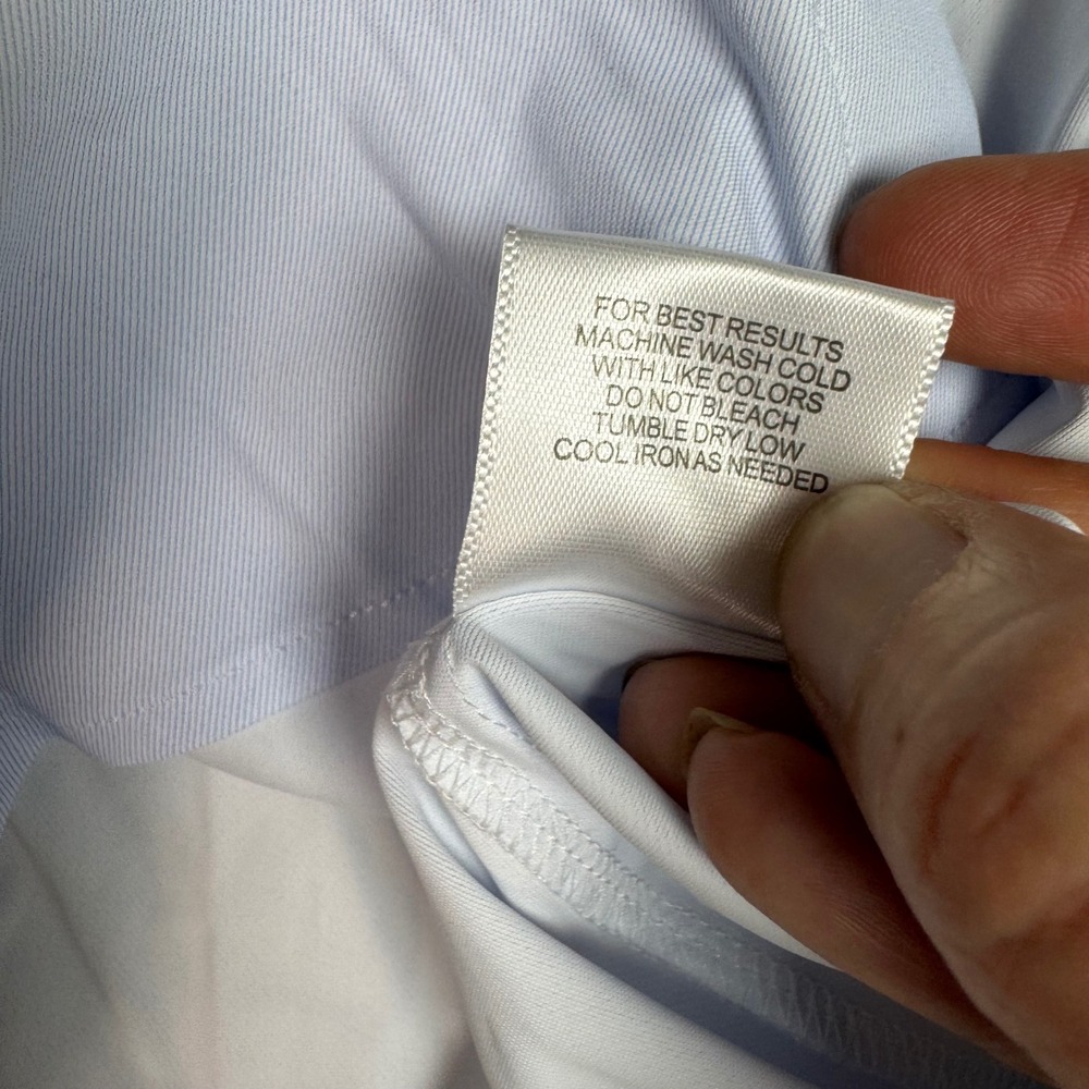 NWT Collars & Co Mens Apex Performance Dress Shirt L Pale Blue Nylon Spandex - Picture 8 of 12